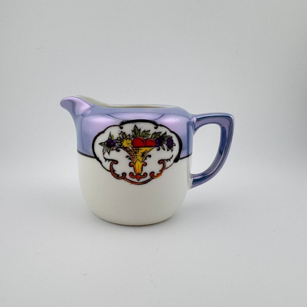 Vintage Noritake Lusterware Hand Painted Creamer Blue Floral Japanese